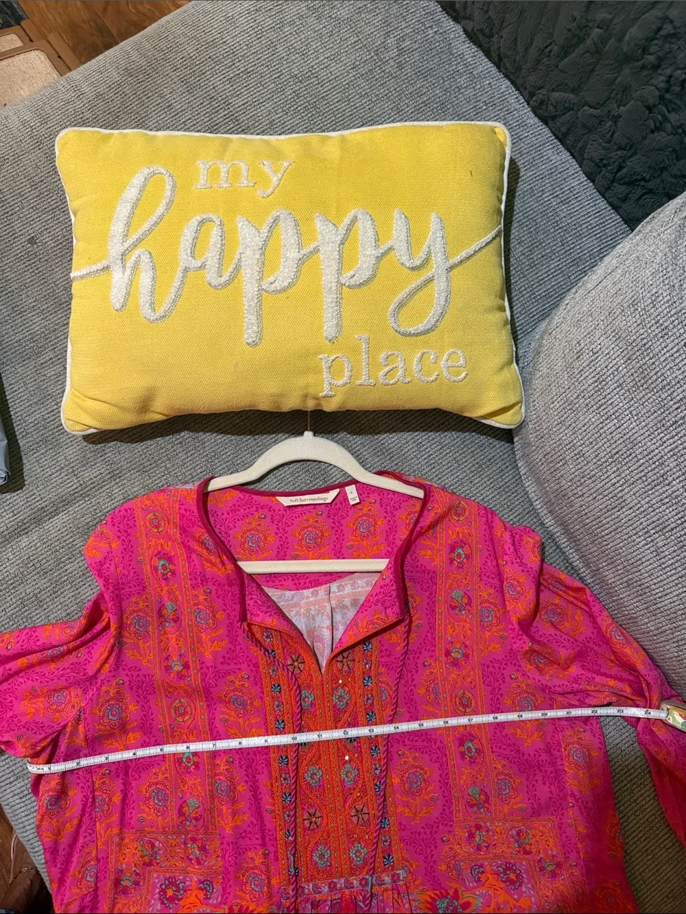Soft Surroundings Hot Pink & Orange Embroidered Boho Tunic